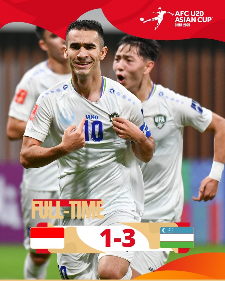  烏茲別克斯坦U20隊3-1印尼U20隊兩連勝晉級8強，印尼U20隊出局