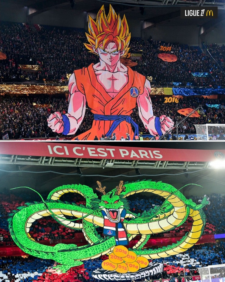  逝世一周年，法甲官推曬昔日巴黎主場(chǎng)龍珠TIFO：鳥山明經(jīng)典永存