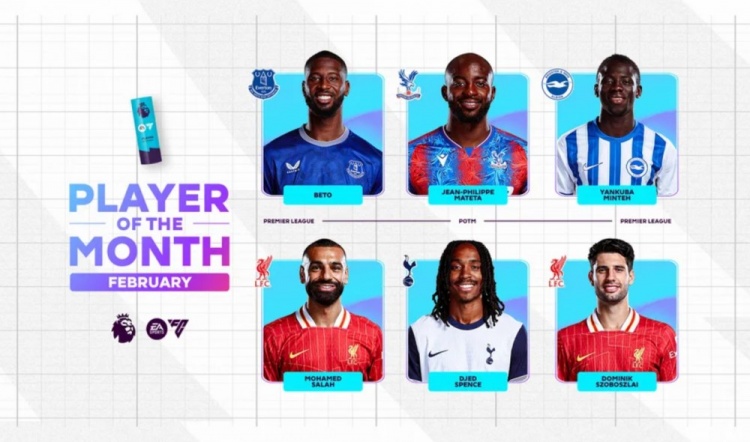  英超2月最佳候選：貝托、馬特塔、明特、薩拉赫、斯賓塞、索博