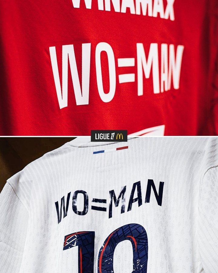  法甲英語官推曬巴黎、雷恩國(guó)際婦女節(jié)特別球衣：WO=MAN