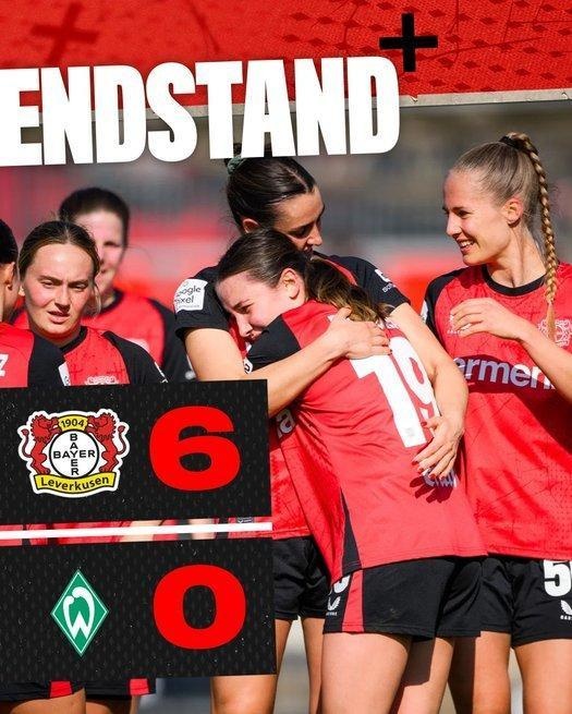  勒沃庫森女足6-0云達(dá)不來梅女足，沈夢(mèng)露首發(fā)出場59分鐘