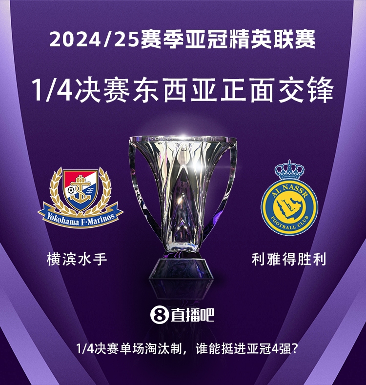  亞冠1/4決賽對(duì)陣：利雅得勝利vs橫濱水手，C羅vs安德森-洛佩斯！