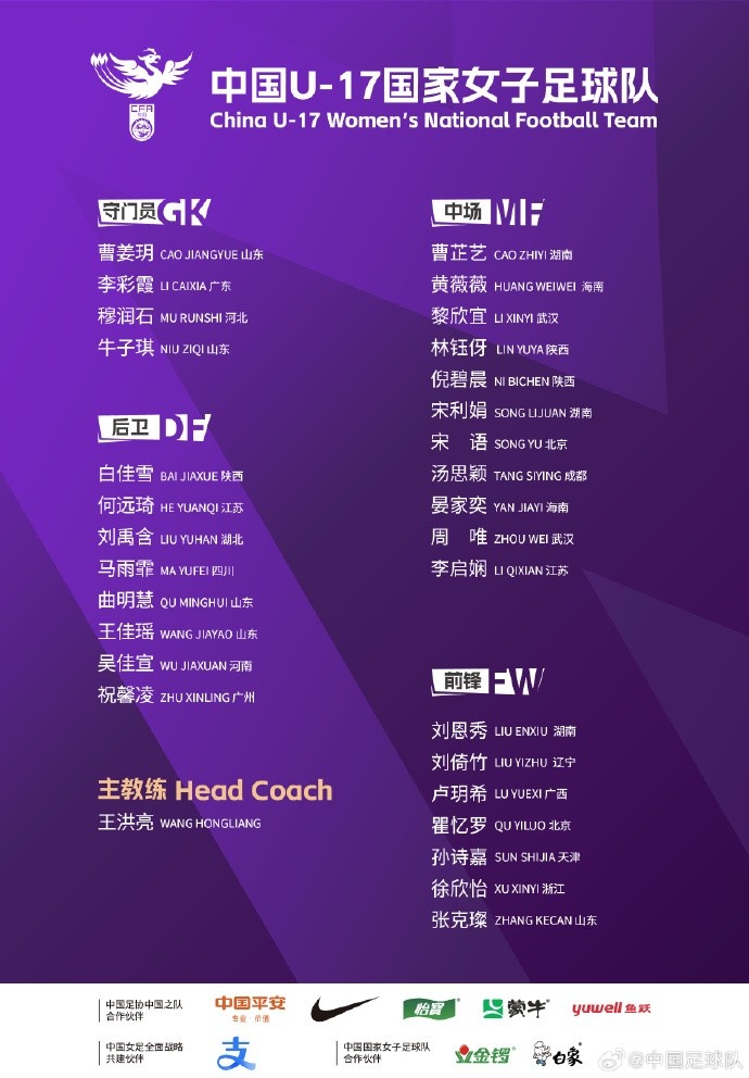  U17女足30人將在蘇州集訓備戰(zhàn)世界杯，姜寧、朱挺擔任訓練員